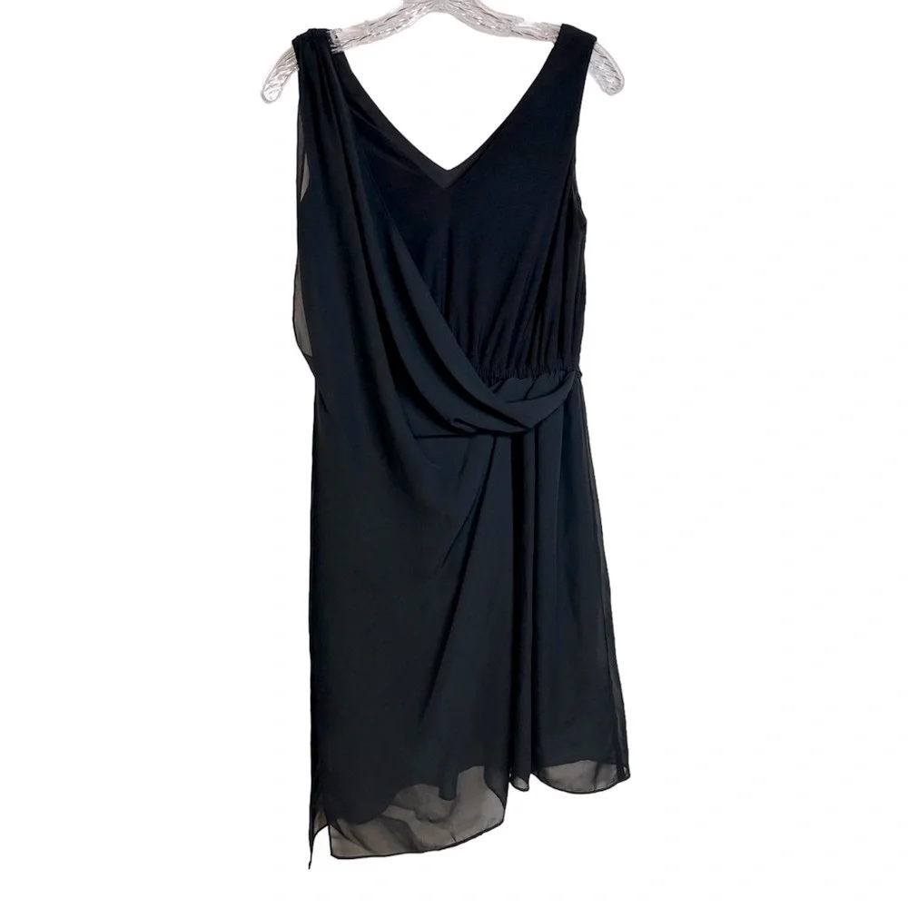 Adrianna Papell Asymmetrical Draped Flowing Dress in Black Size S - Picture 6 of 15